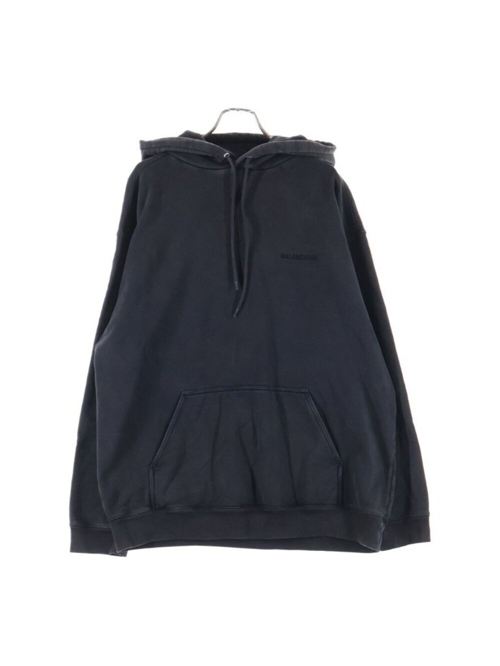 Balenciaga Back Logo Embroidery Fade Pullover Hoodie Black